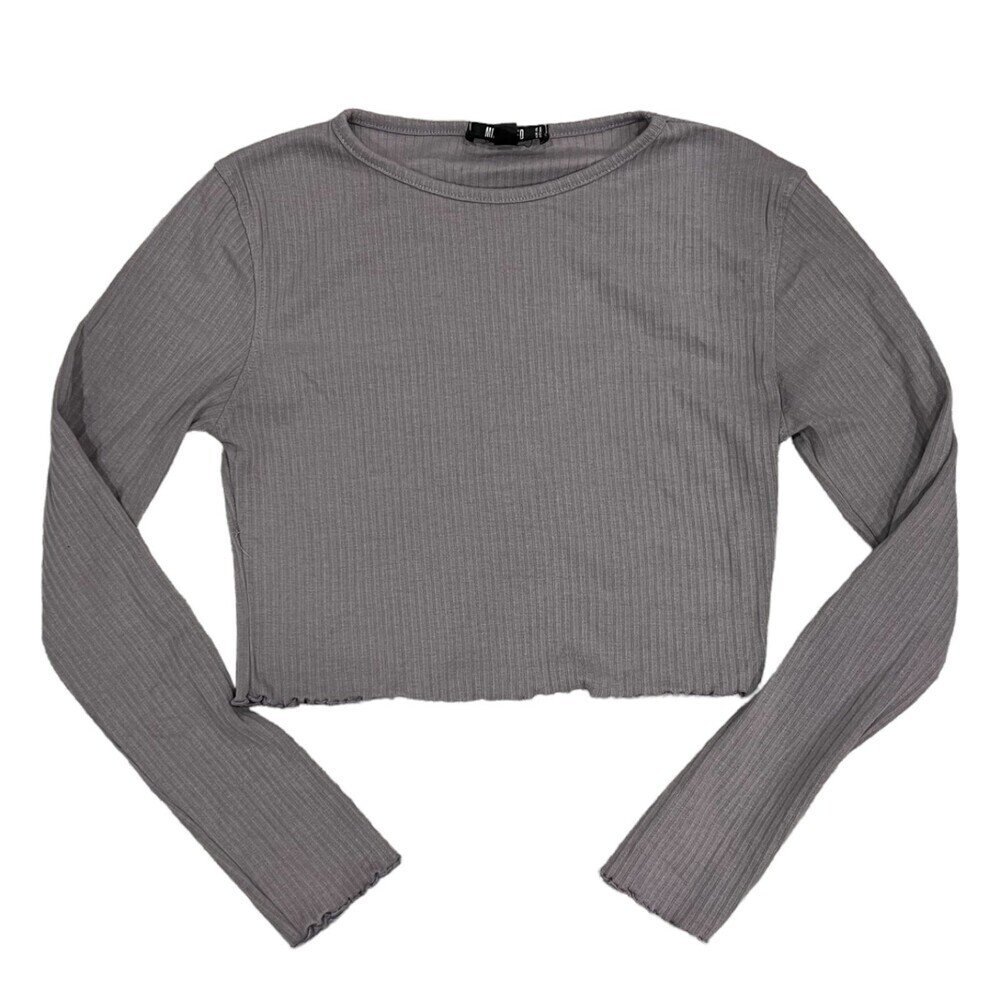 Missguided Purple Ribbed Long Sleeve Crop Top 6